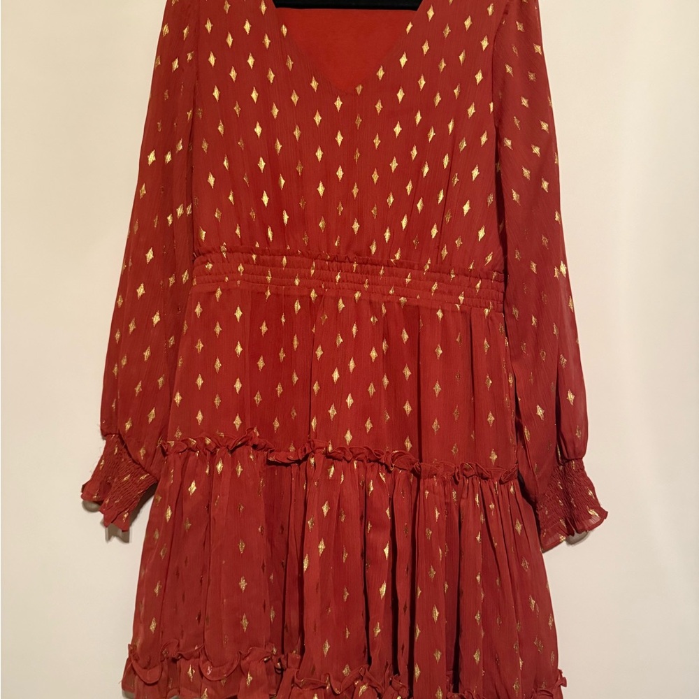 Preloved Jodifl Rust Dress with Gold Diamond Pattern Size Large

LOT U